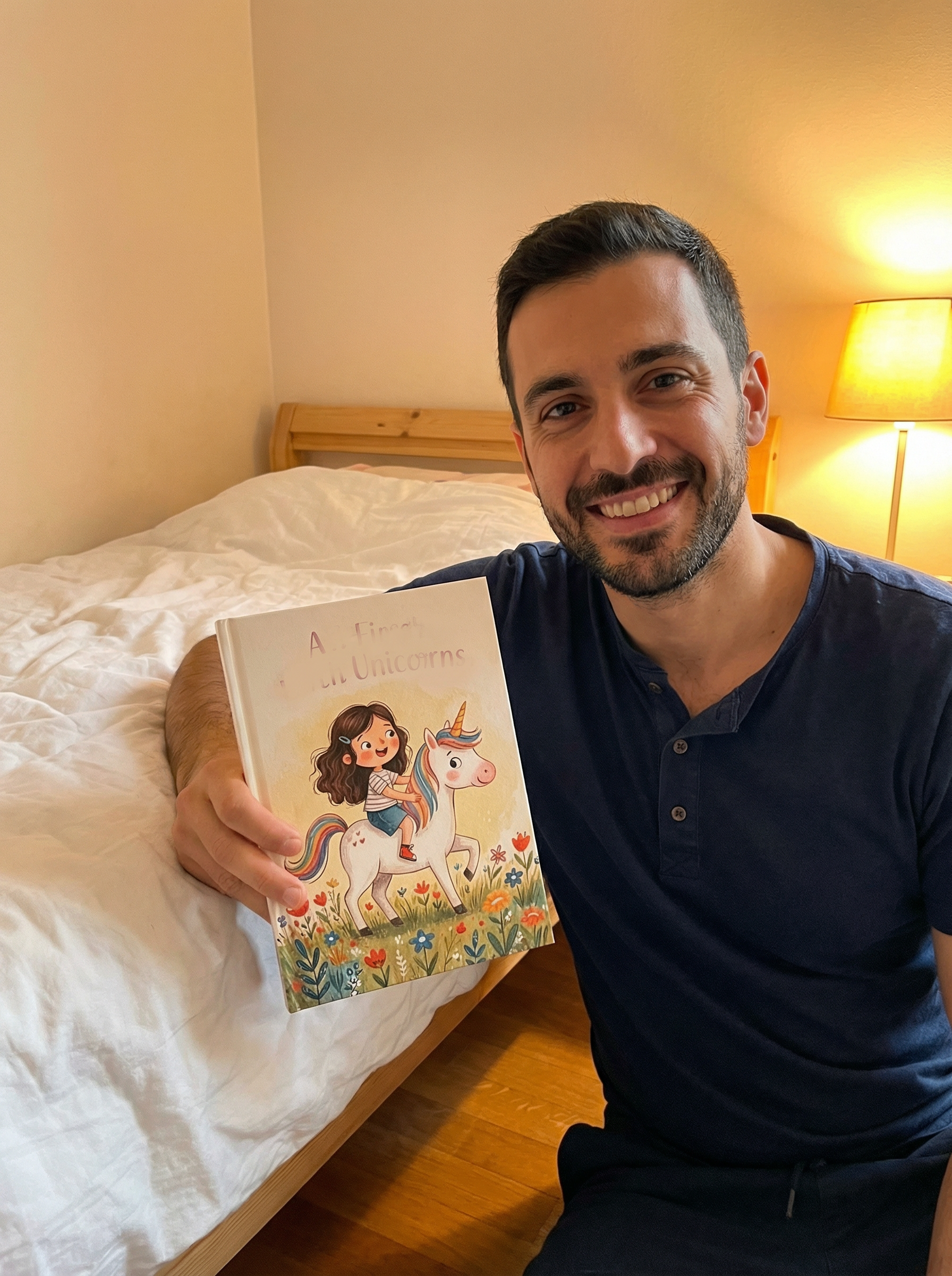 Marco T. with their child's book