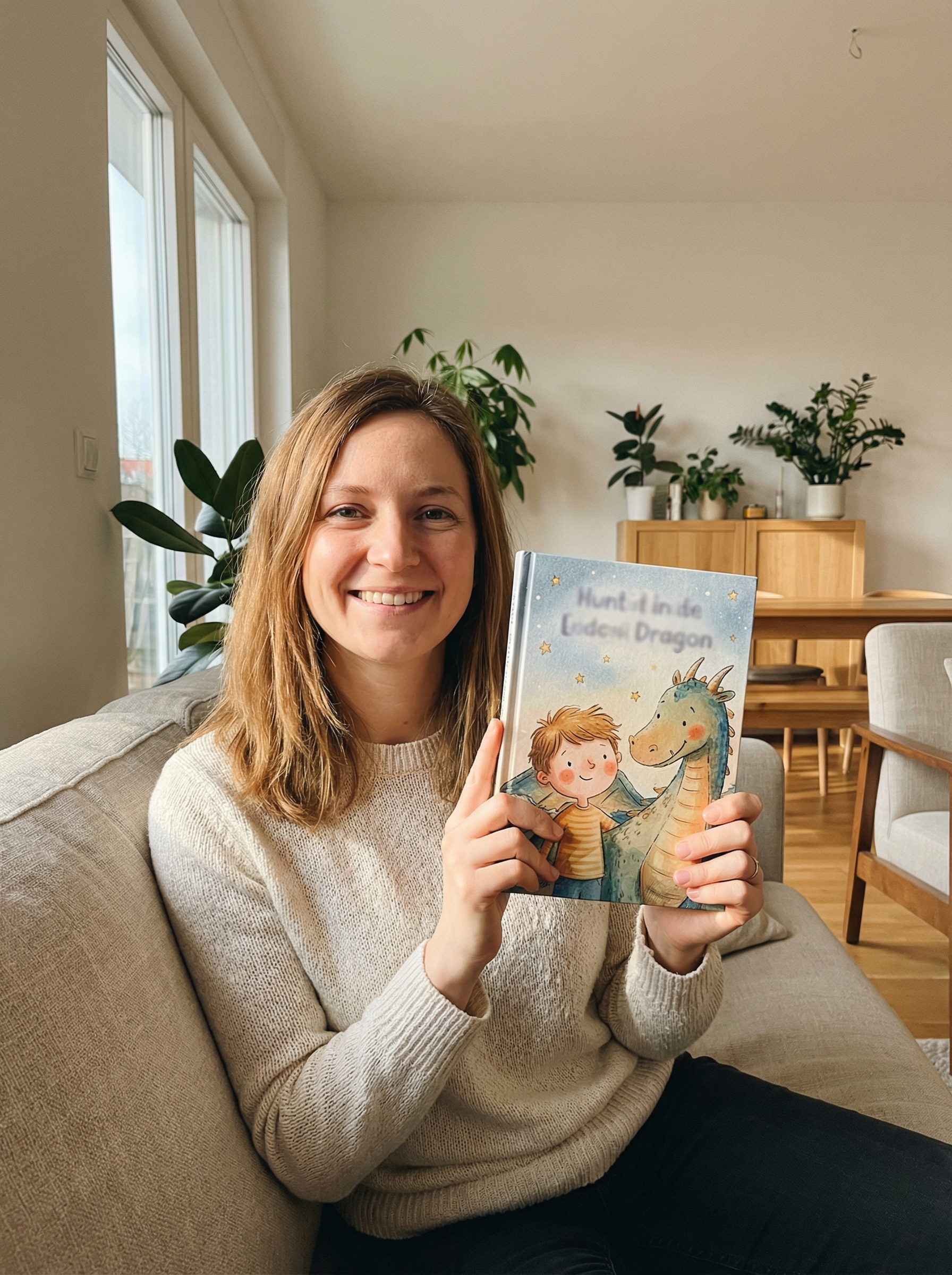 Sophie M. with their child's book